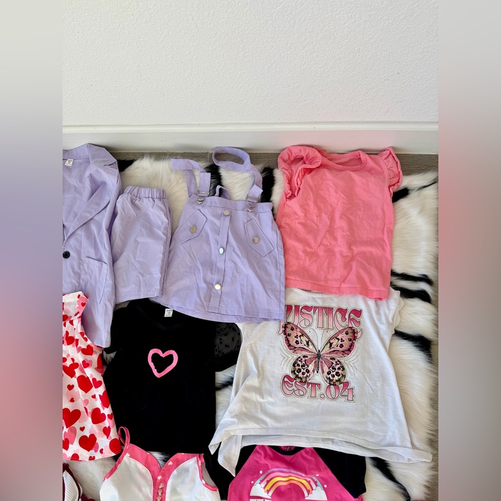 Justice Girls Mixed Pink, Red, Black & White Summer Tops and Skirts Set - Picture 4 of 5